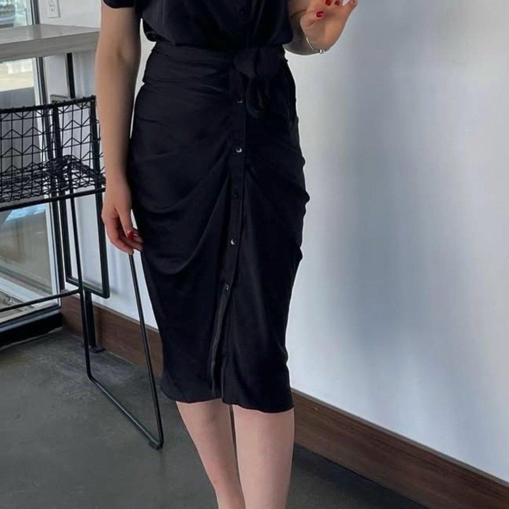 DO+BE Black Button-Down Midi Skirt